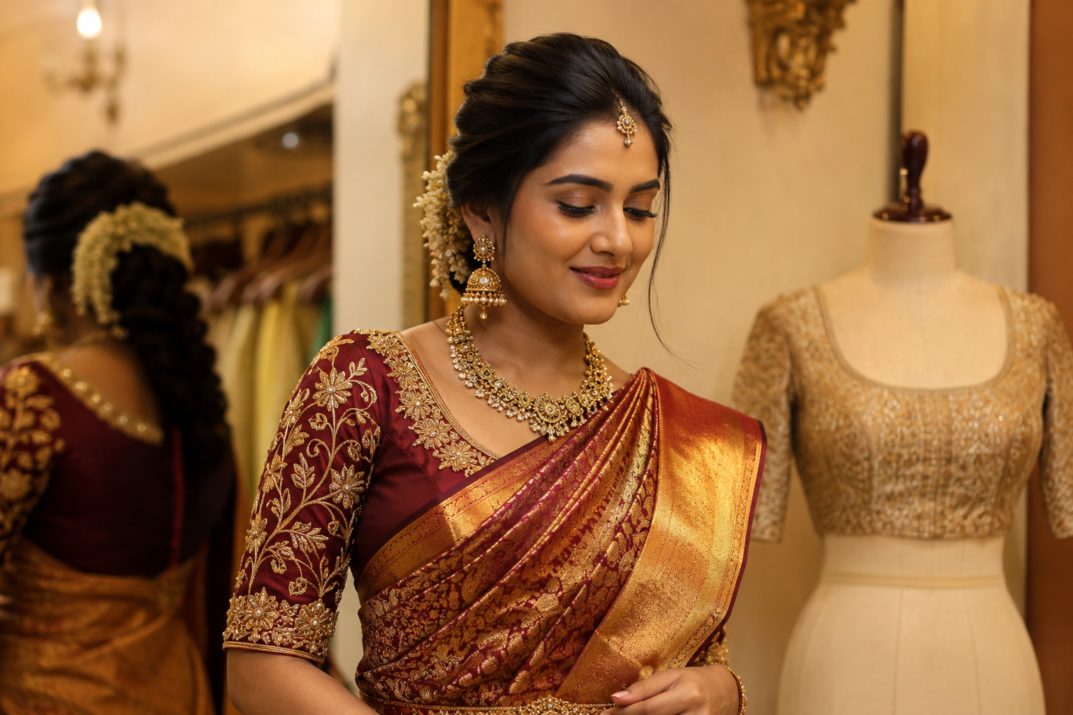 Designer Bridal Silk Blouse Stitching by Queen Tailors